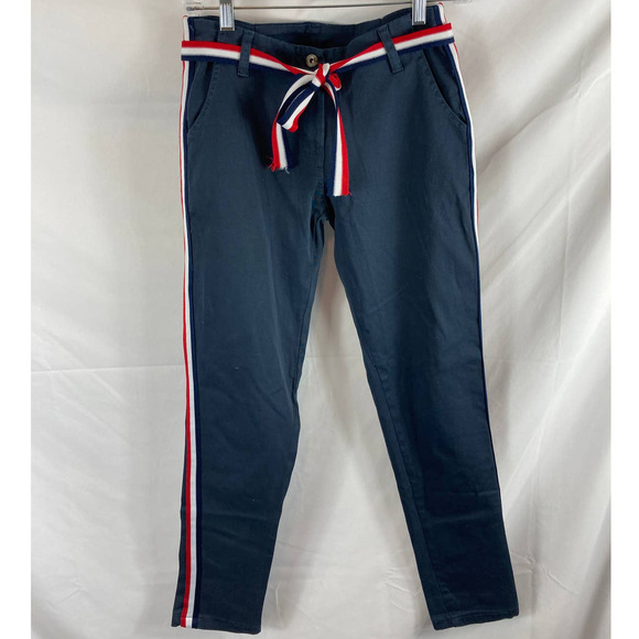 Johanna Paris Side Stripe Belted Pants Small - Picture 1 of 3